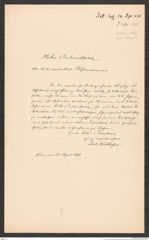 k.k. naturhistorisches Hofmuseum, Intendanzakten 1885-1896 (Hauer), Aktenzahl Z.264.a/1888, Seite 1